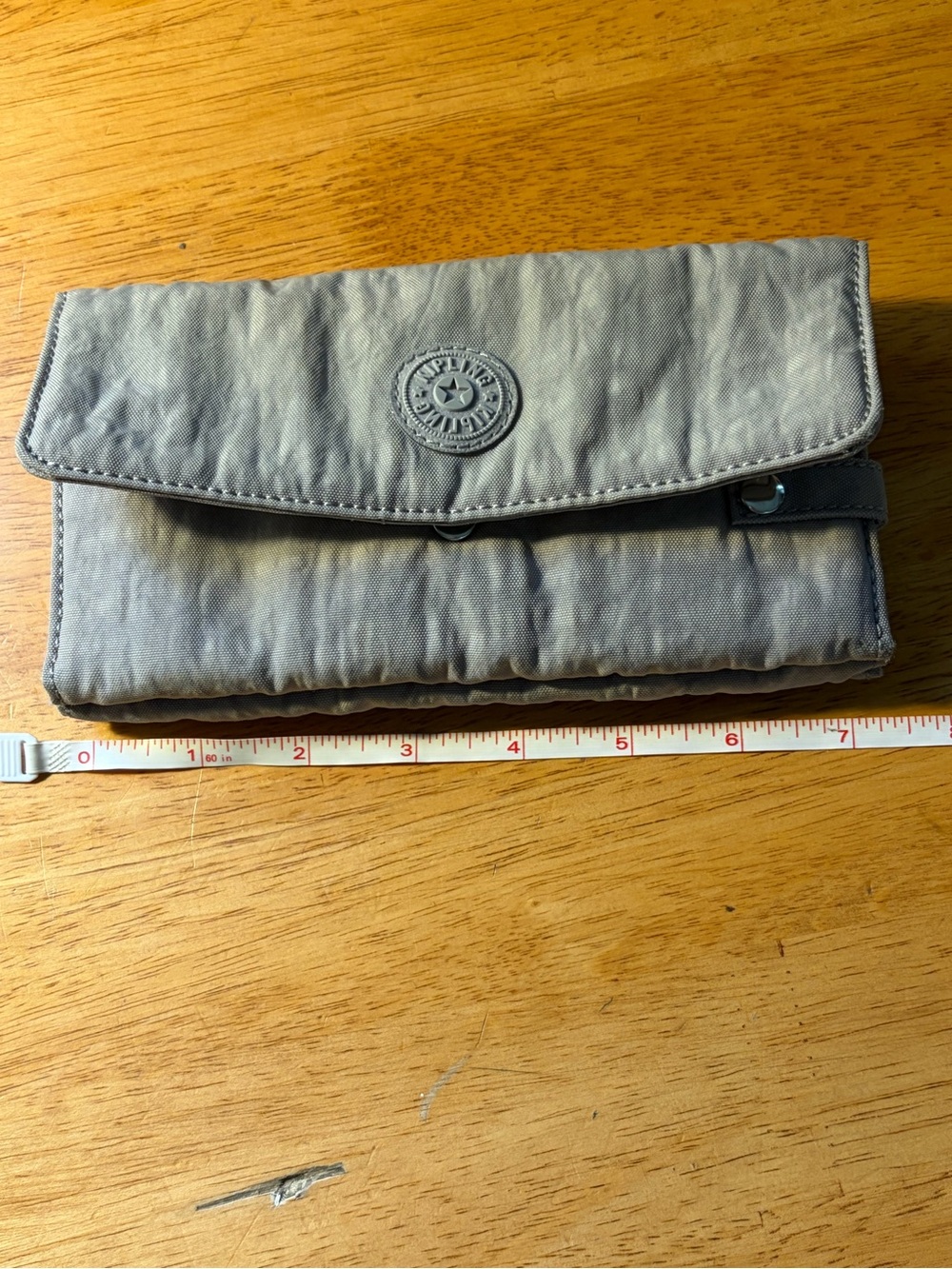 Kipling Gray Nylon Tri Fold Wallet Organizer Zip Coin Pocket Women’s